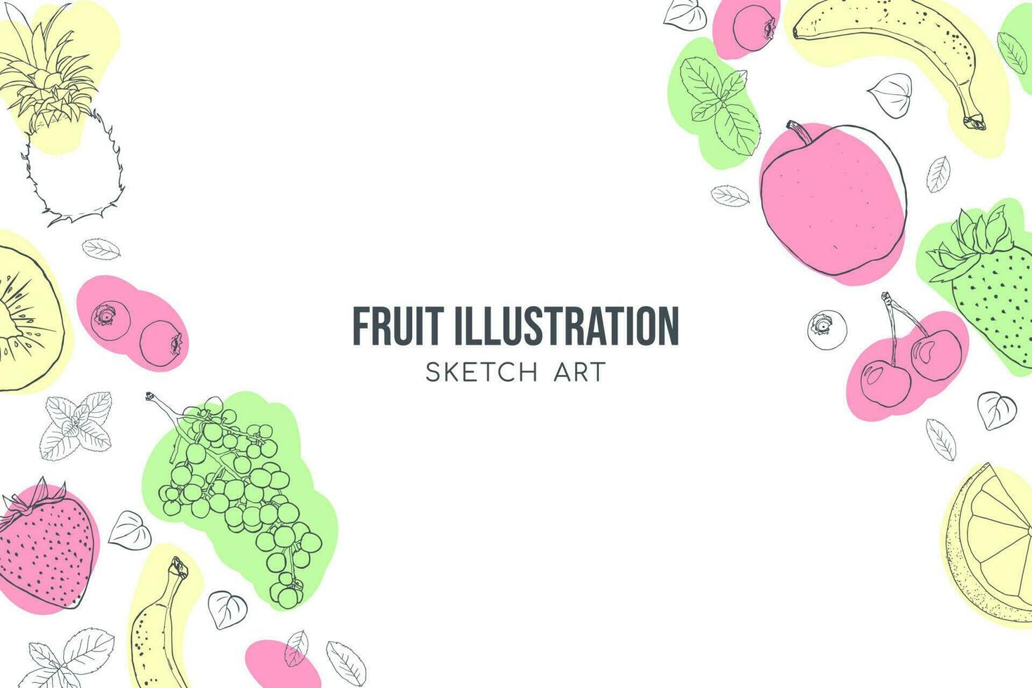 Fruit illustration sketch style bright spots vector