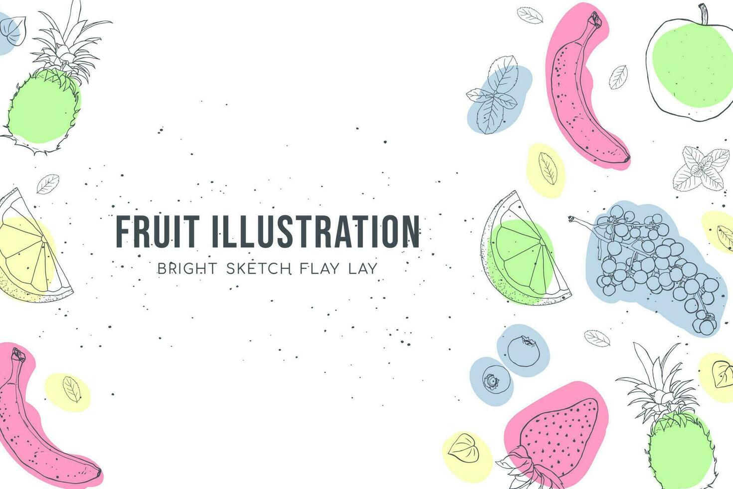 Fruit illustration sketch style bright spots cover design vector