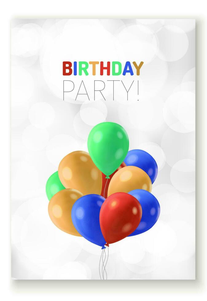 Realistic coloful balloons birthday party celebration event cover vector