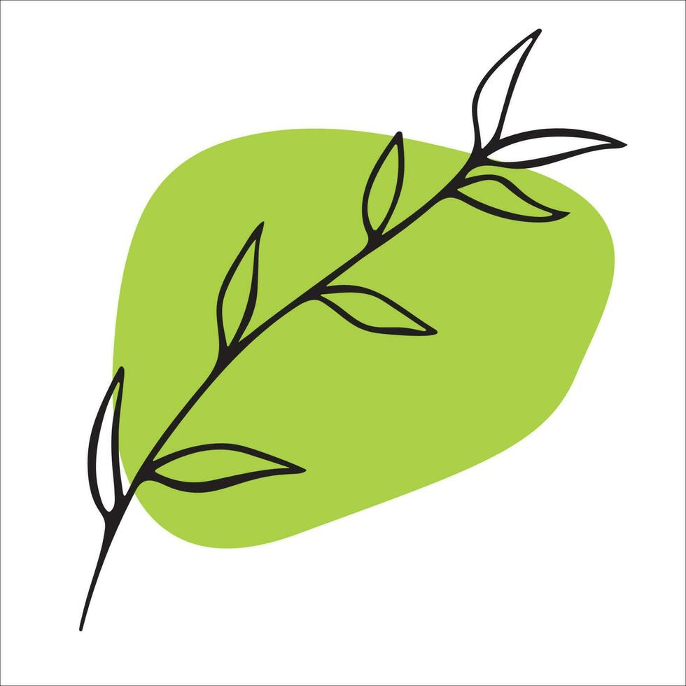 Vector illustration of the outline of a branch on a green spot.