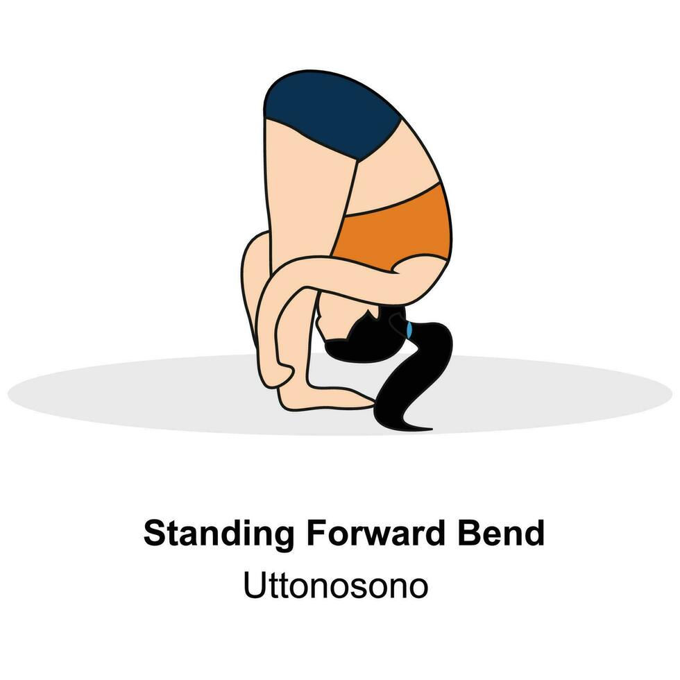 mujer haciendo yoga.de pie adelante curva pose.pro vector ilustración