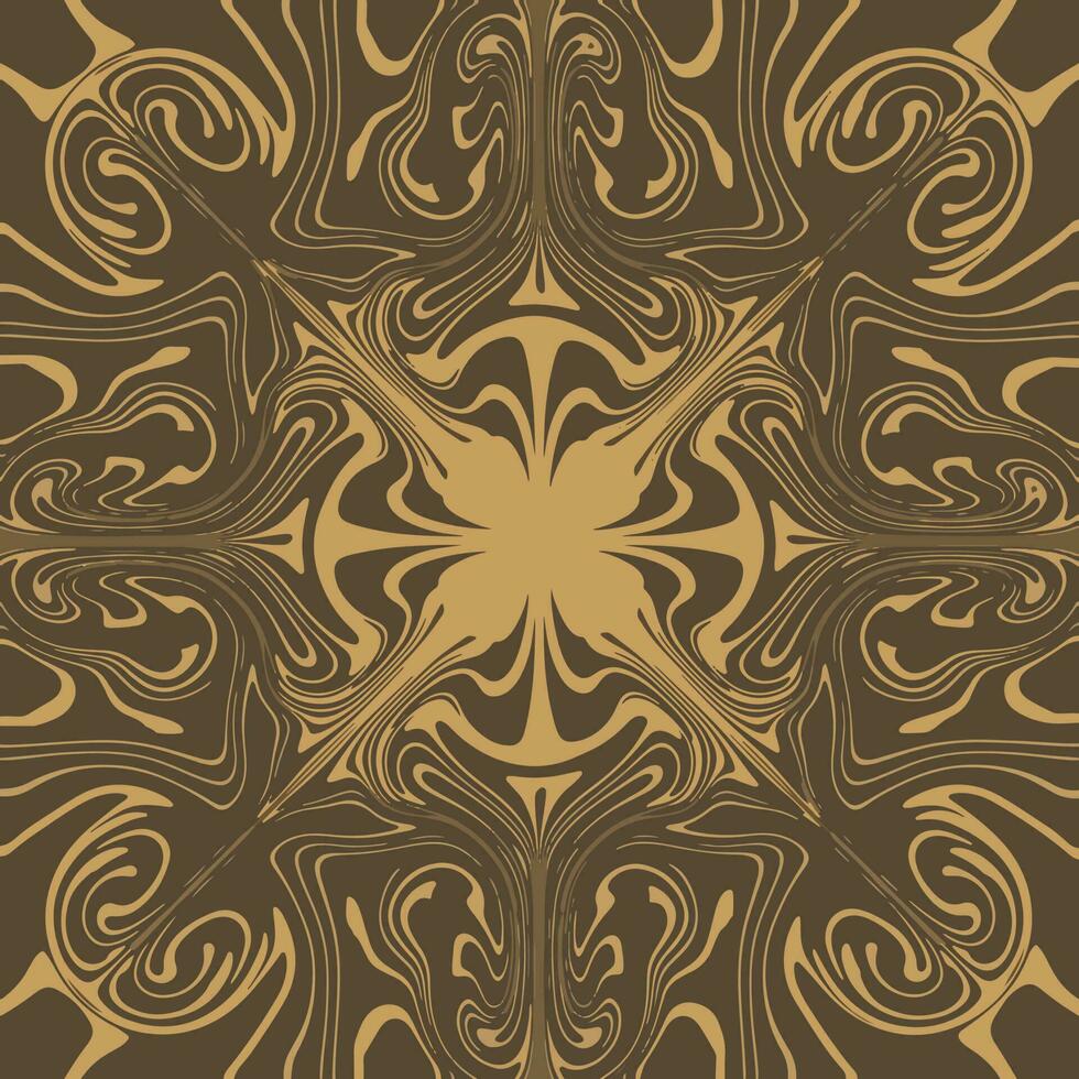 A brown and gold pattern with a flower pattern vector