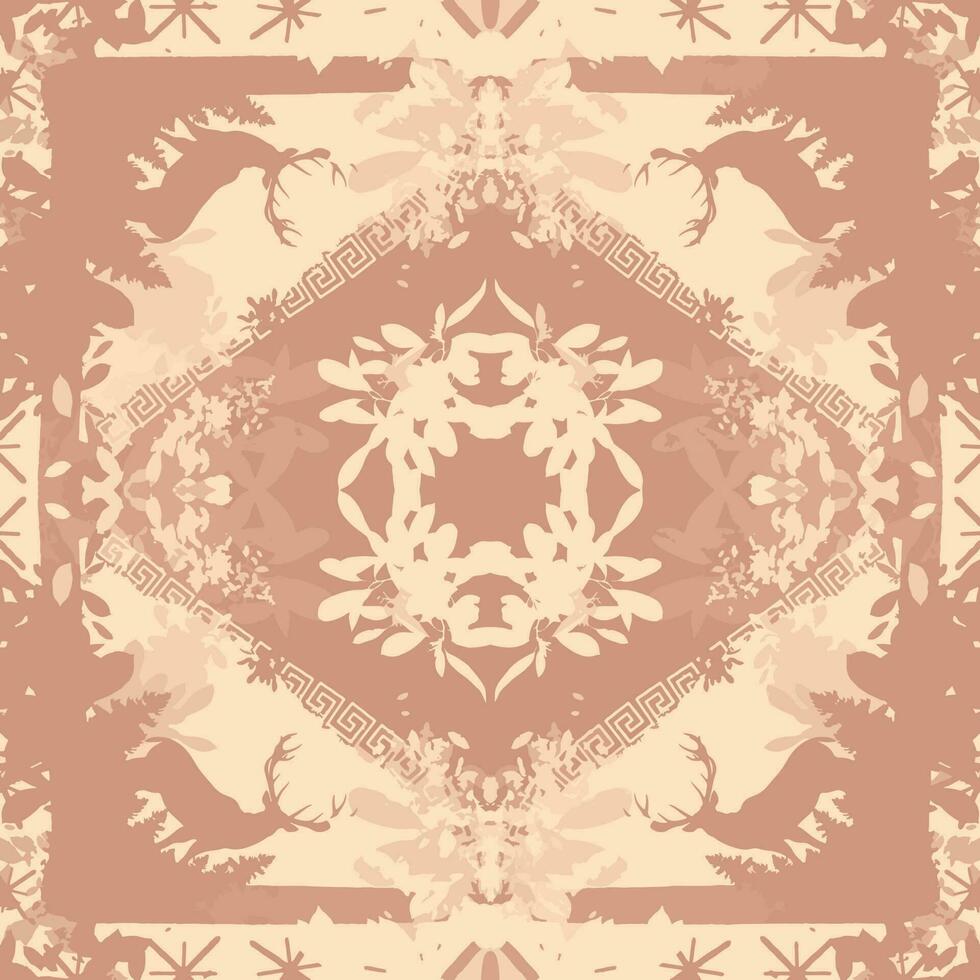 deer floral boho pattern design background vector