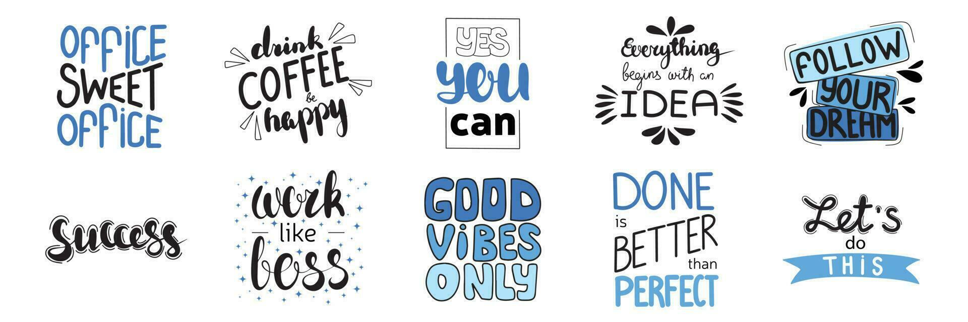 Big collection business, work, office phrase. Hand lettering quote isolated on white background. Vector typography for posters, cards, stickers, labels, social media