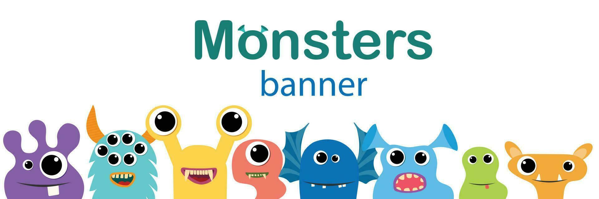 Monster's banner with peep out monsters. Vector illustration.