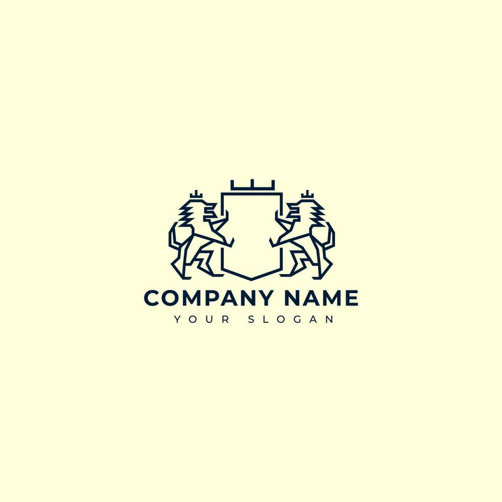 Modern heraldic Lion king logo vector design template