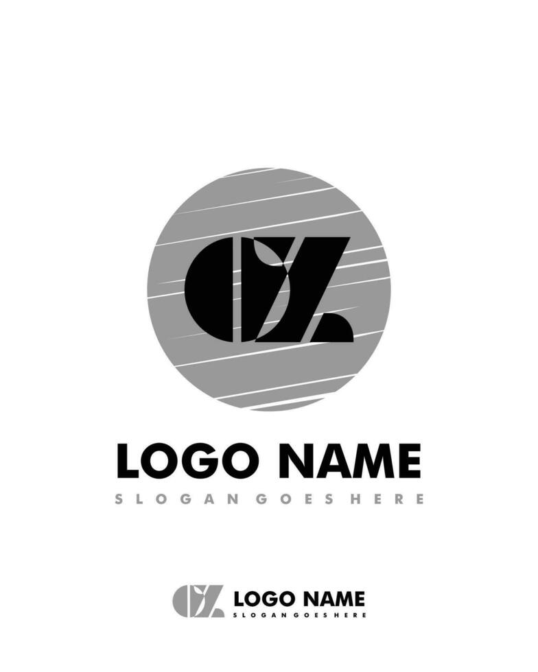 Initial OZ negative space logo with circle template vector