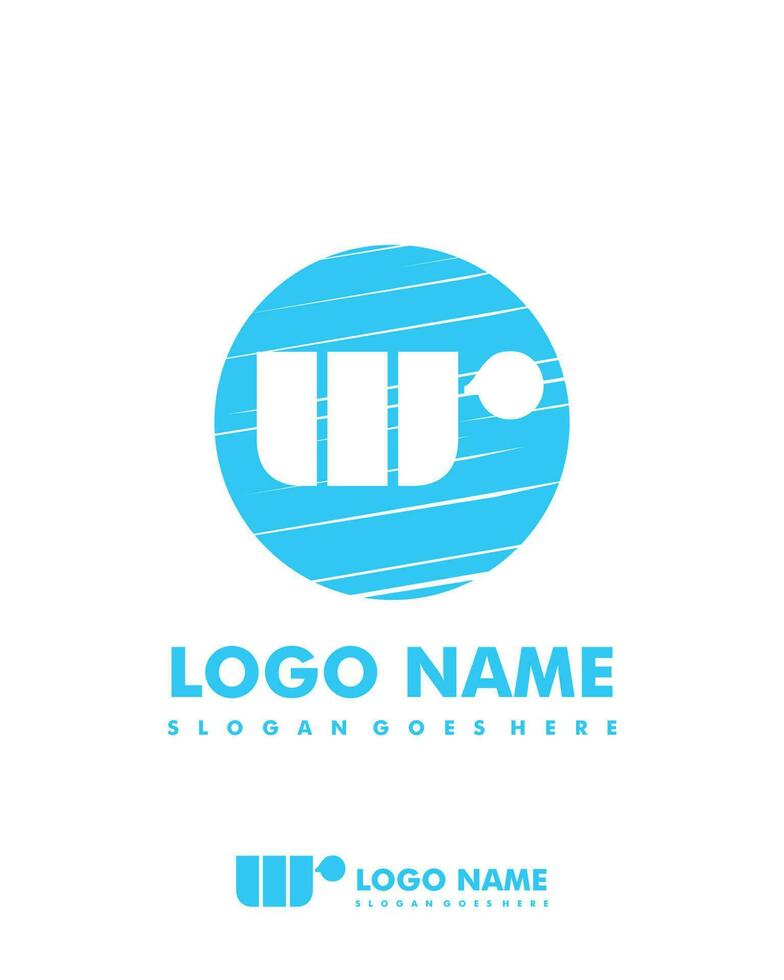 Initial WR negative space logo with circle template vector