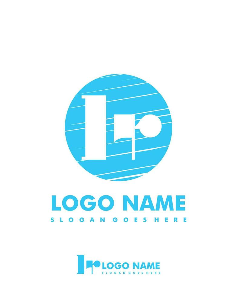 Initial LR negative space logo with circle template vector