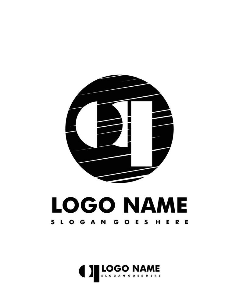 Initial OQ negative space logo with circle template vector