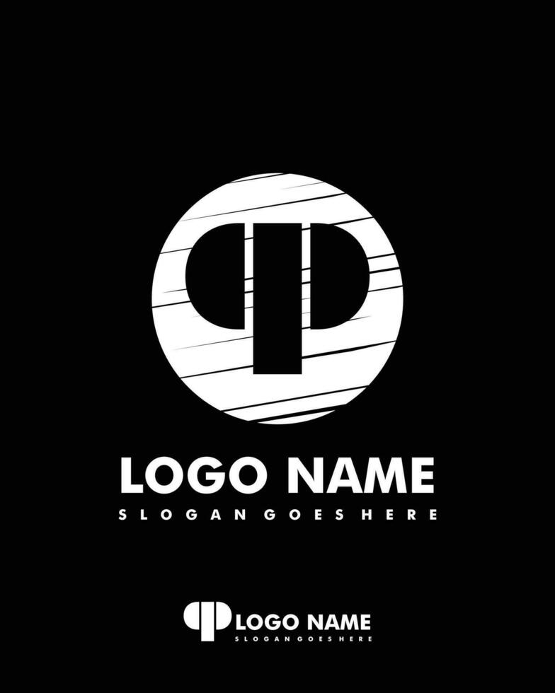 Initial QP negative space logo with circle template vector