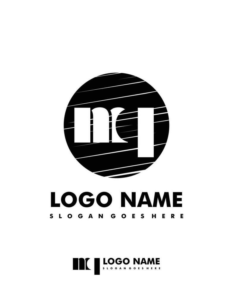 Initial MQ negative space logo with circle template vector