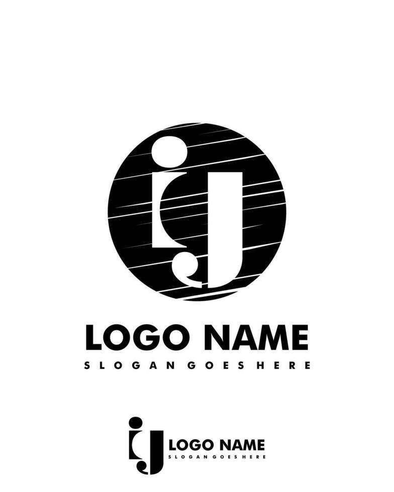 Initial IG negative space logo with circle template vector