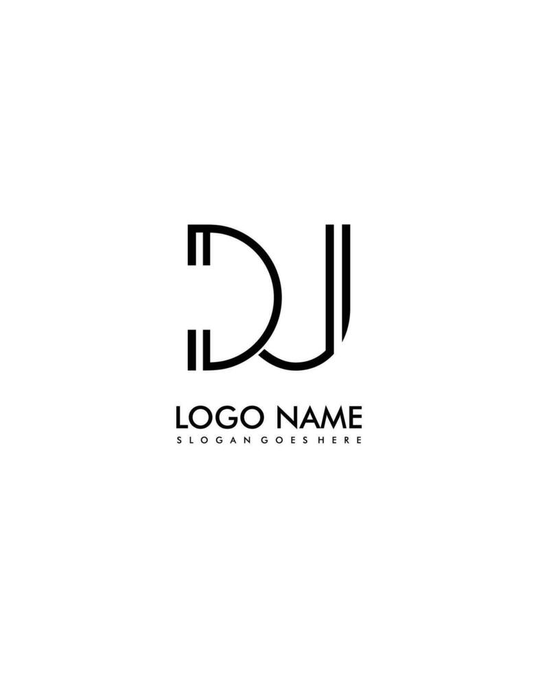 DJ inicial minimalista moderno resumen logo vector