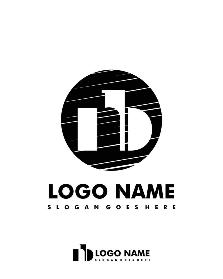 Initial NB negative space logo with circle template vector