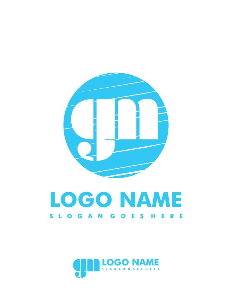 Initial GM negative space logo with circle template vector