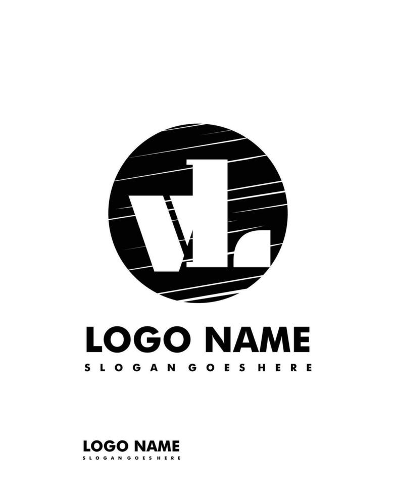 Initial VL negative space logo with circle template vector