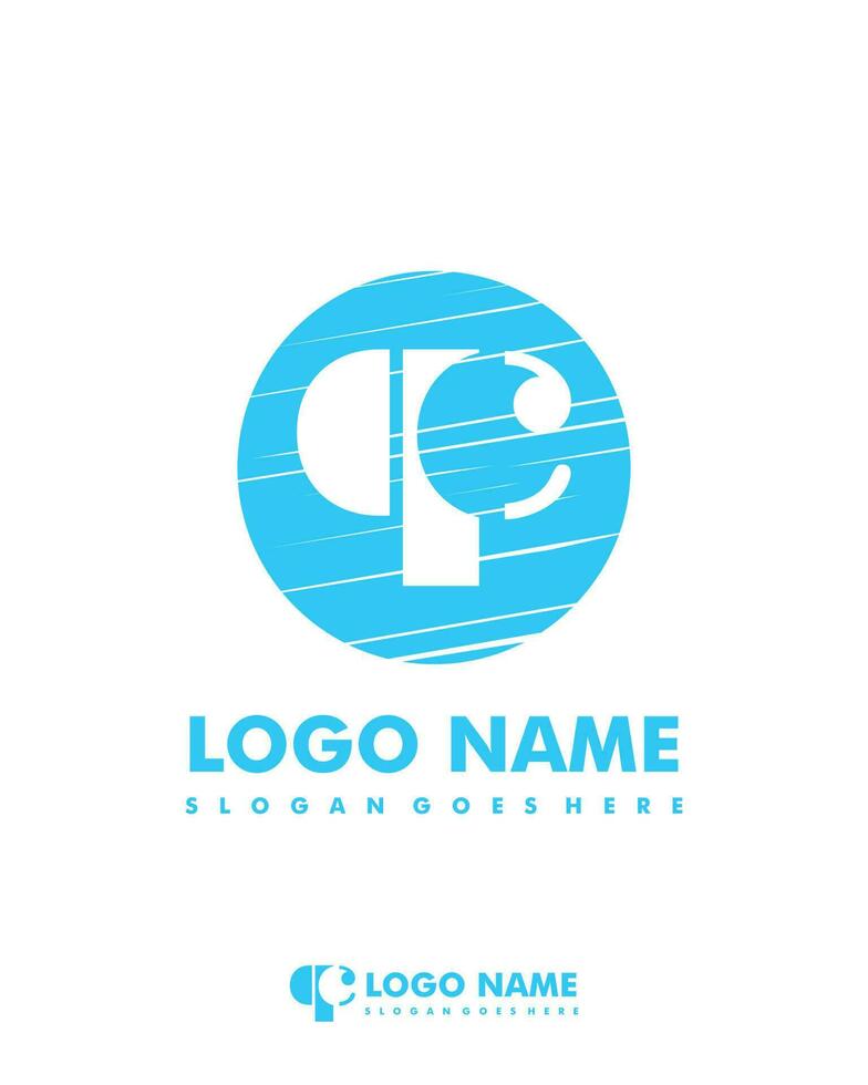 Initial QC negative space logo with circle template vector