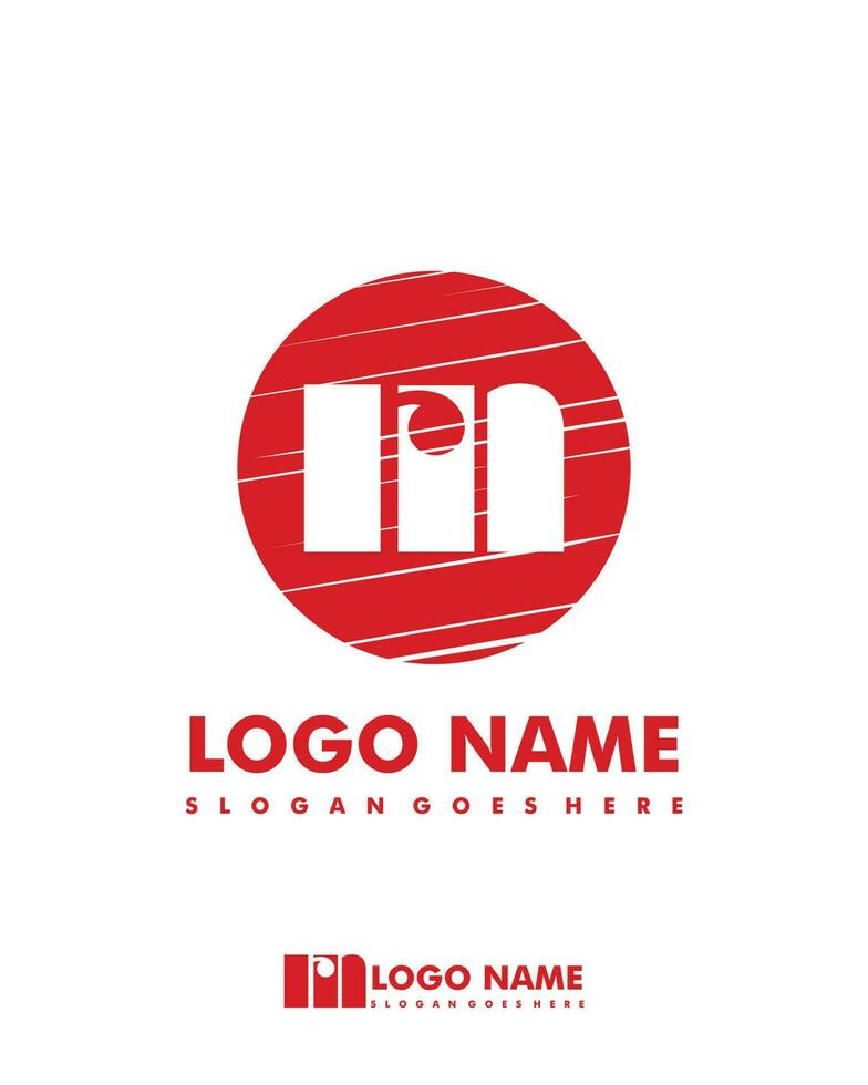 Initial RN negative space logo with circle template vector