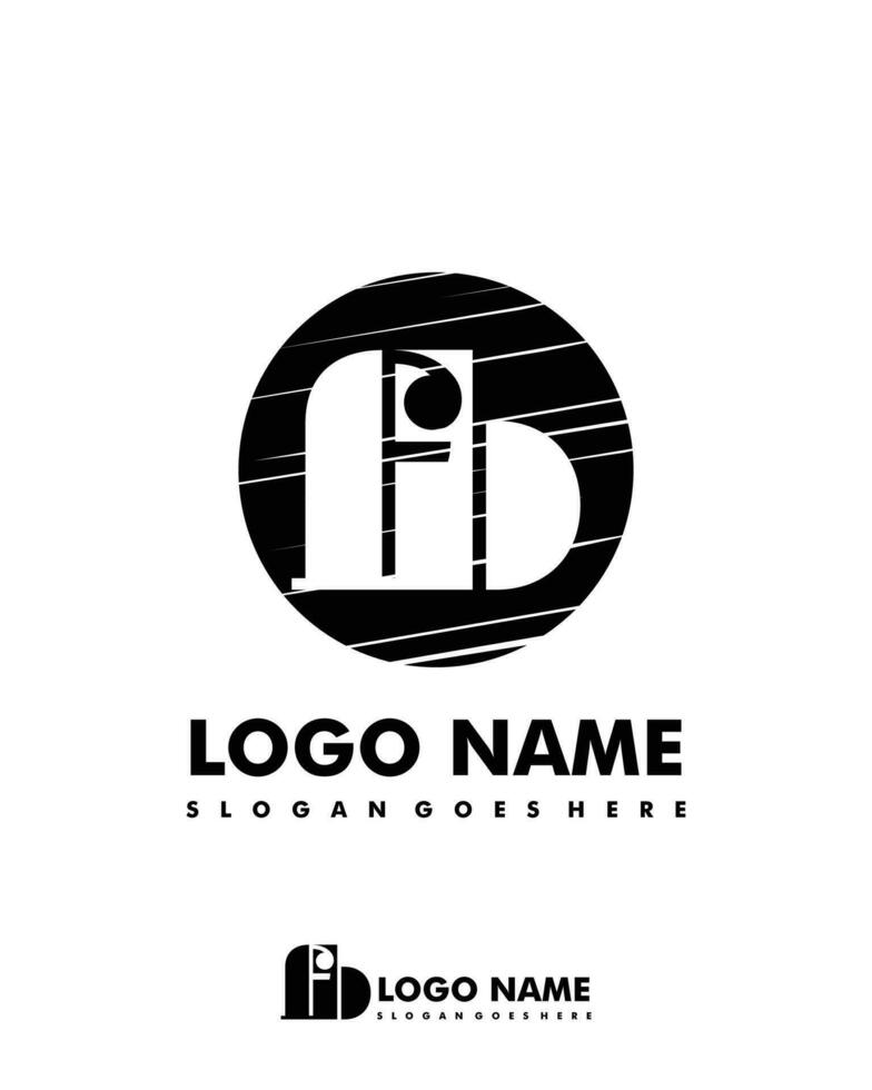 Initial FB negative space logo with circle template vector