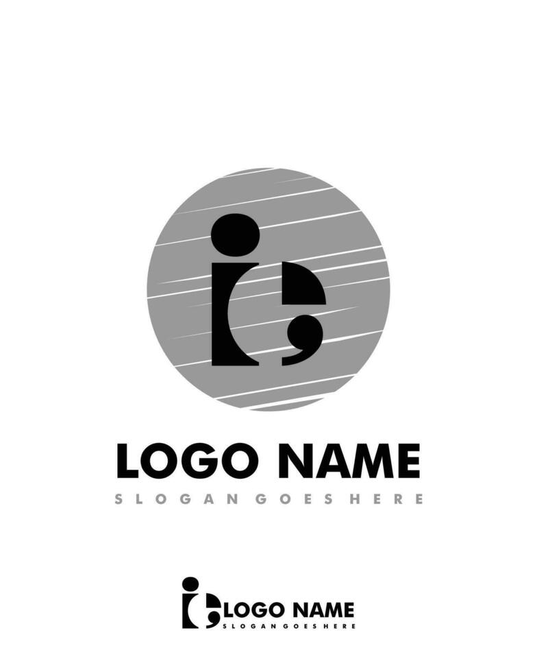 Initial IE negative space logo with circle template vector