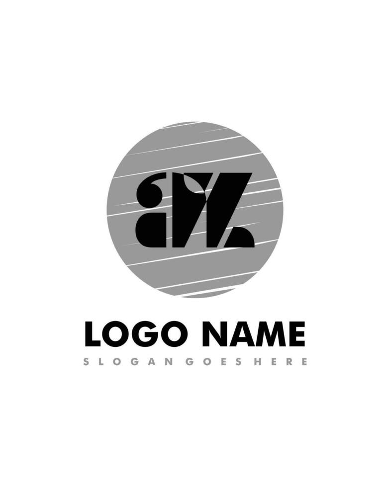 Initial AZ negative space logo with circle template vector