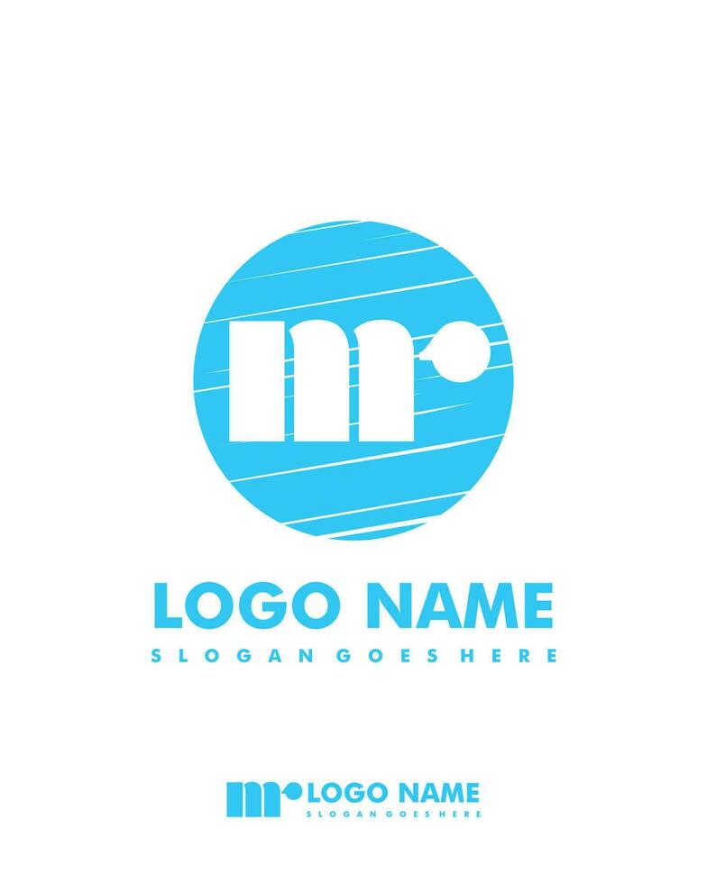 Initial MR negative space logo with circle template vector