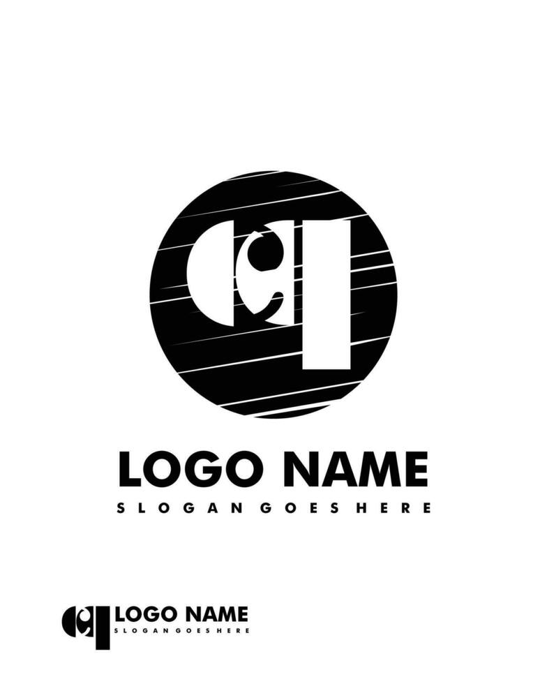 Initial CQ negative space logo with circle template vector