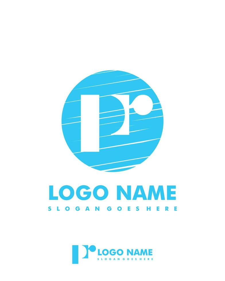 Initial PR negative space logo with circle template vector