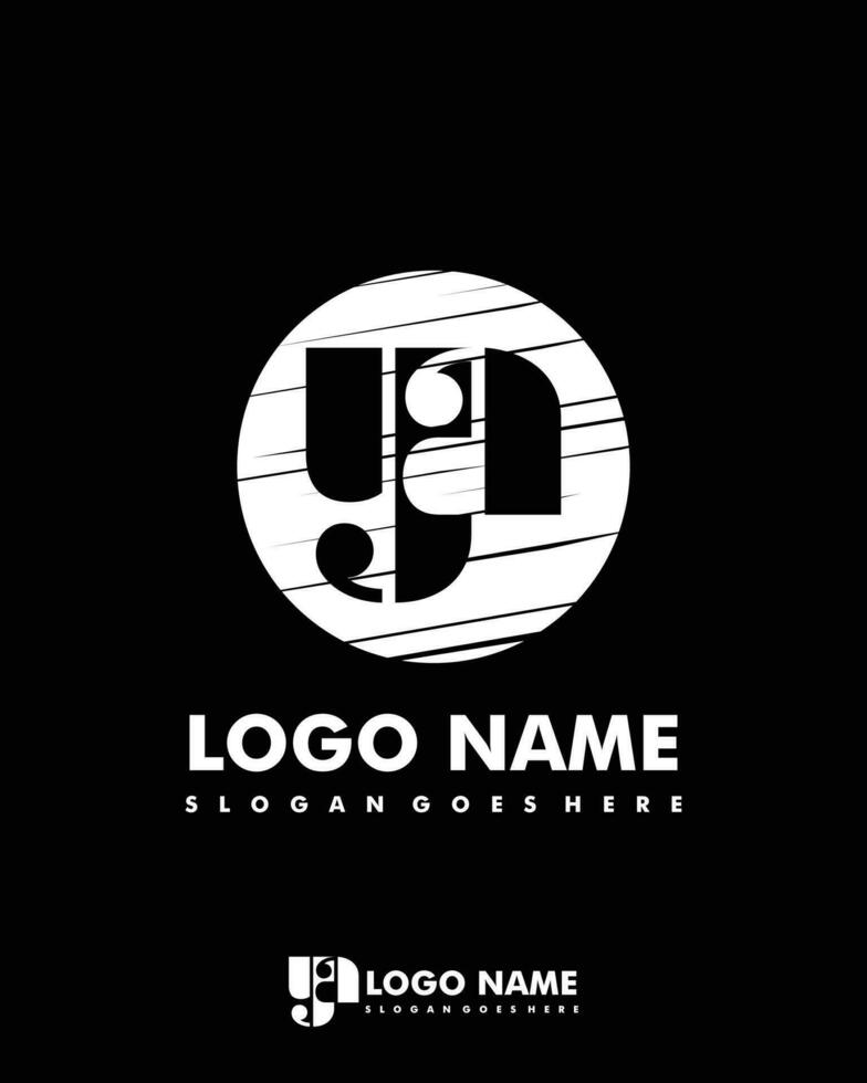 Initial YA negative space logo with circle template vector