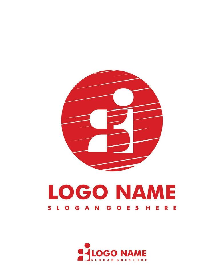 Initial SI negative space logo with circle template vector