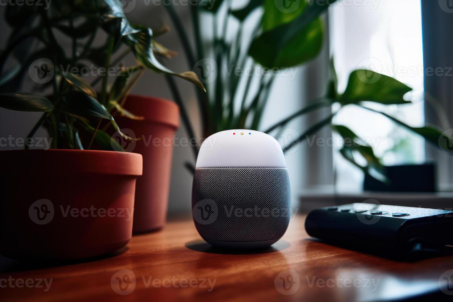 smart device voice assistant on table photo