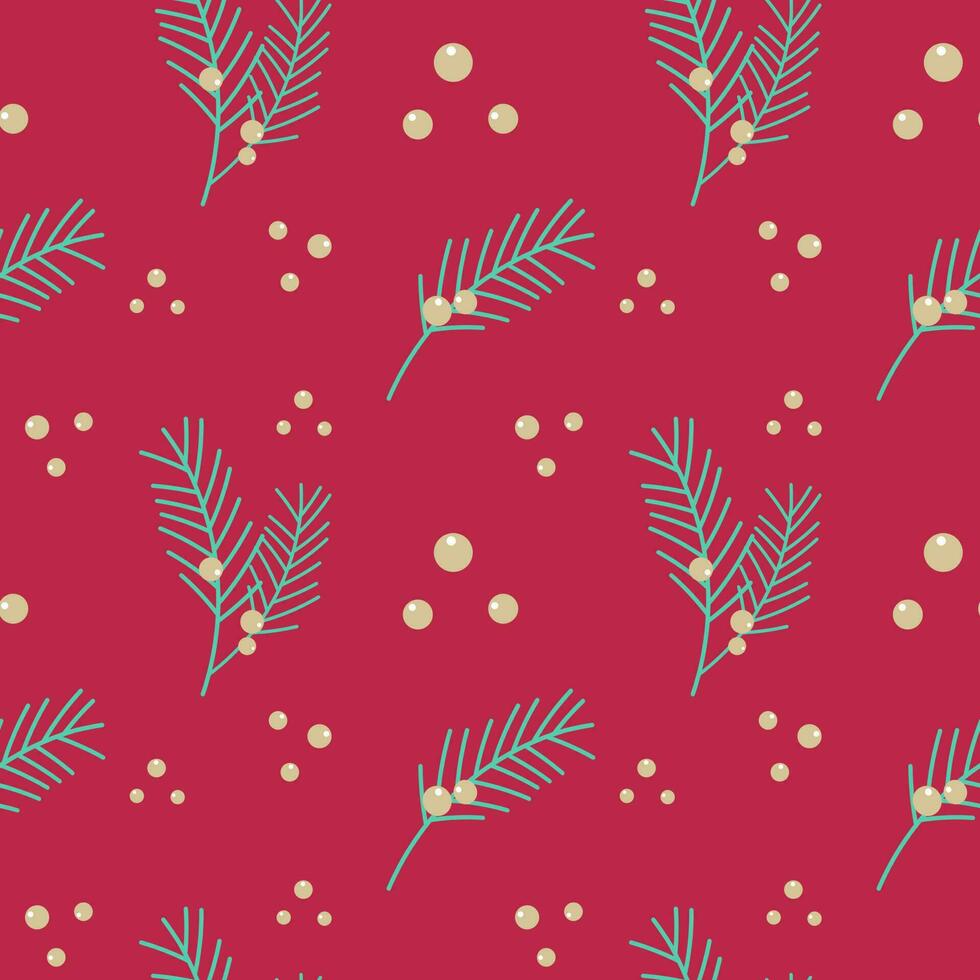 Pattern Viva Magenta color Merry Christmas Happy New Year , tree star anise berry. vector