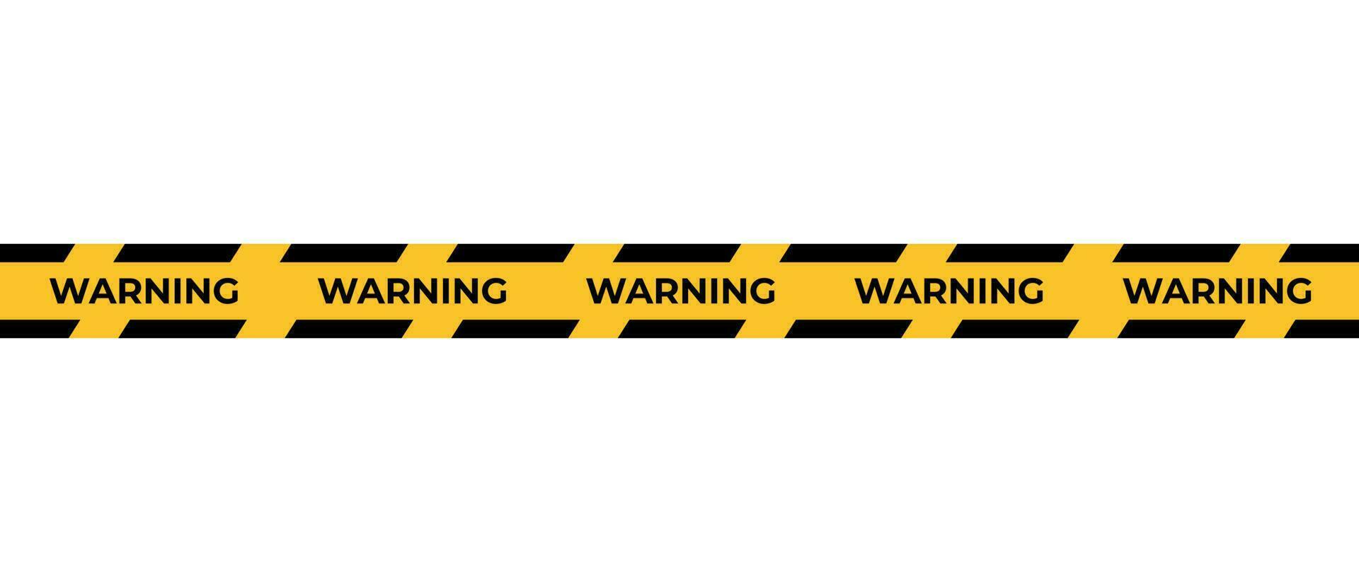 Warning tape. Horizontal seamless borders. Black and yellow line striped. Vector illustration