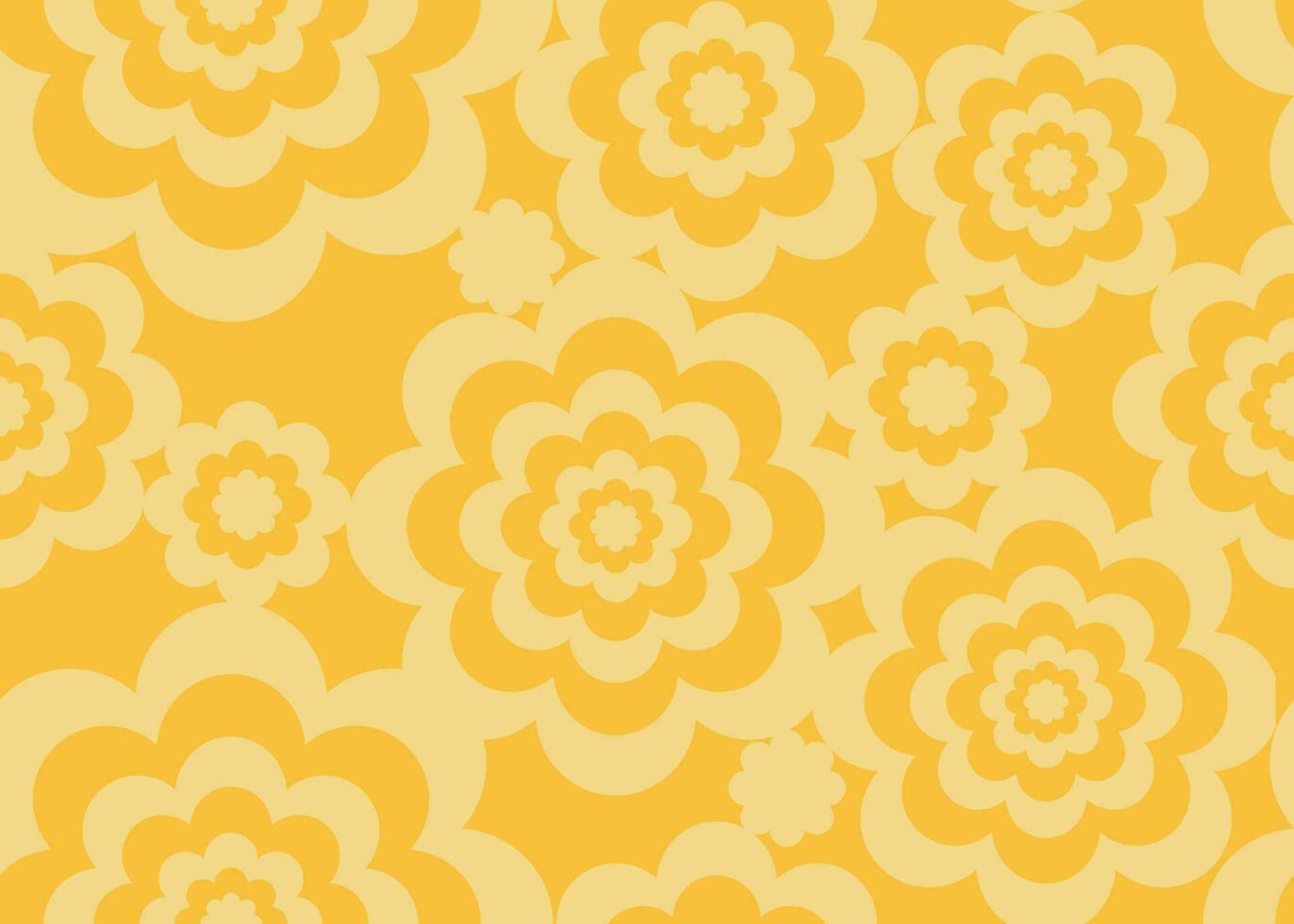 Yellow Floral Background, Modern Illustration in Flat Design, Landscape Image. Vivid Mustard Blooming Flowers Print Design. vector