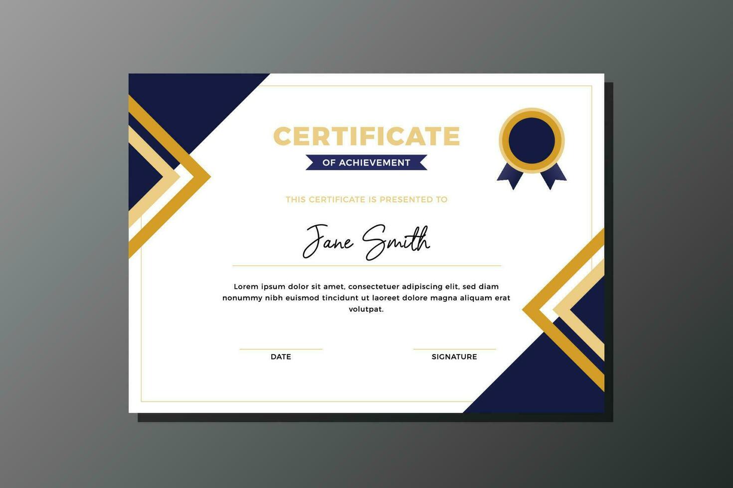 geometric blue and brown certificate of achievement vector template