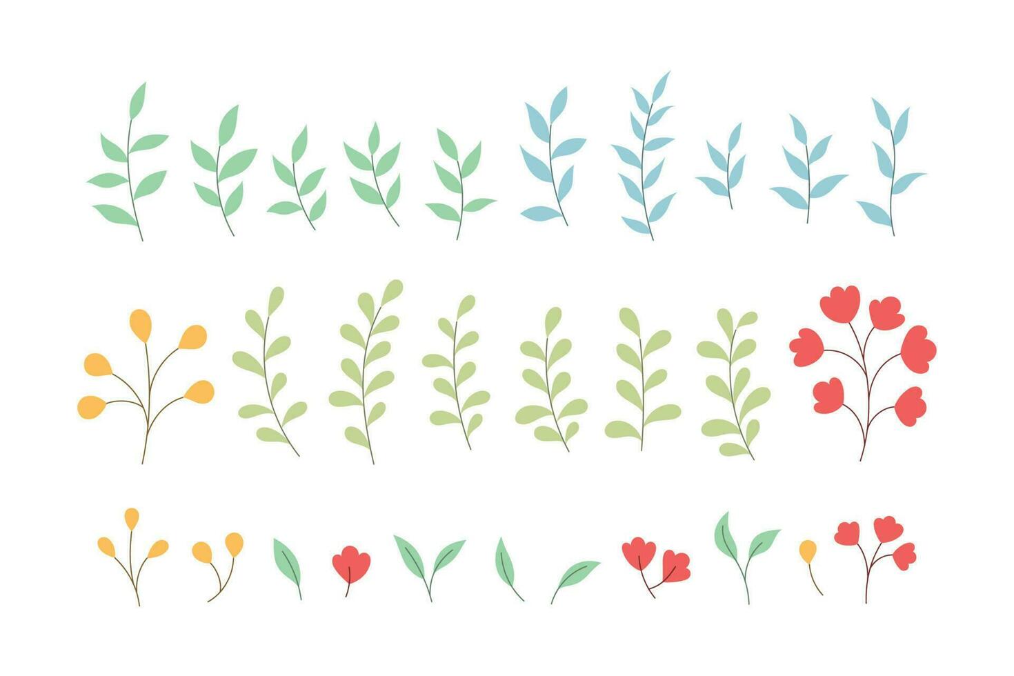 set of colorful pastel leaves vector illustration