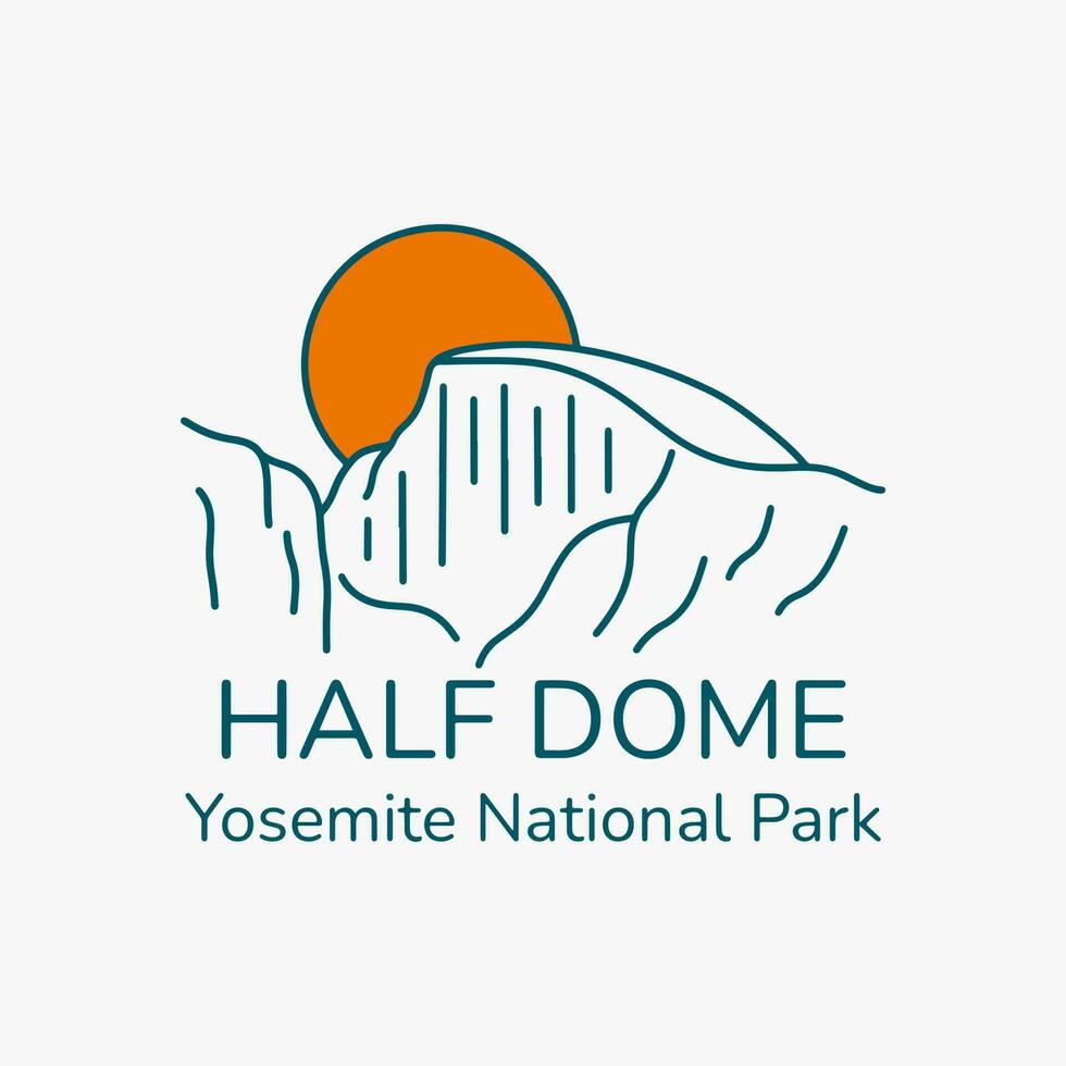Half Dome Yosemite National Park mono line graphic vector illustration