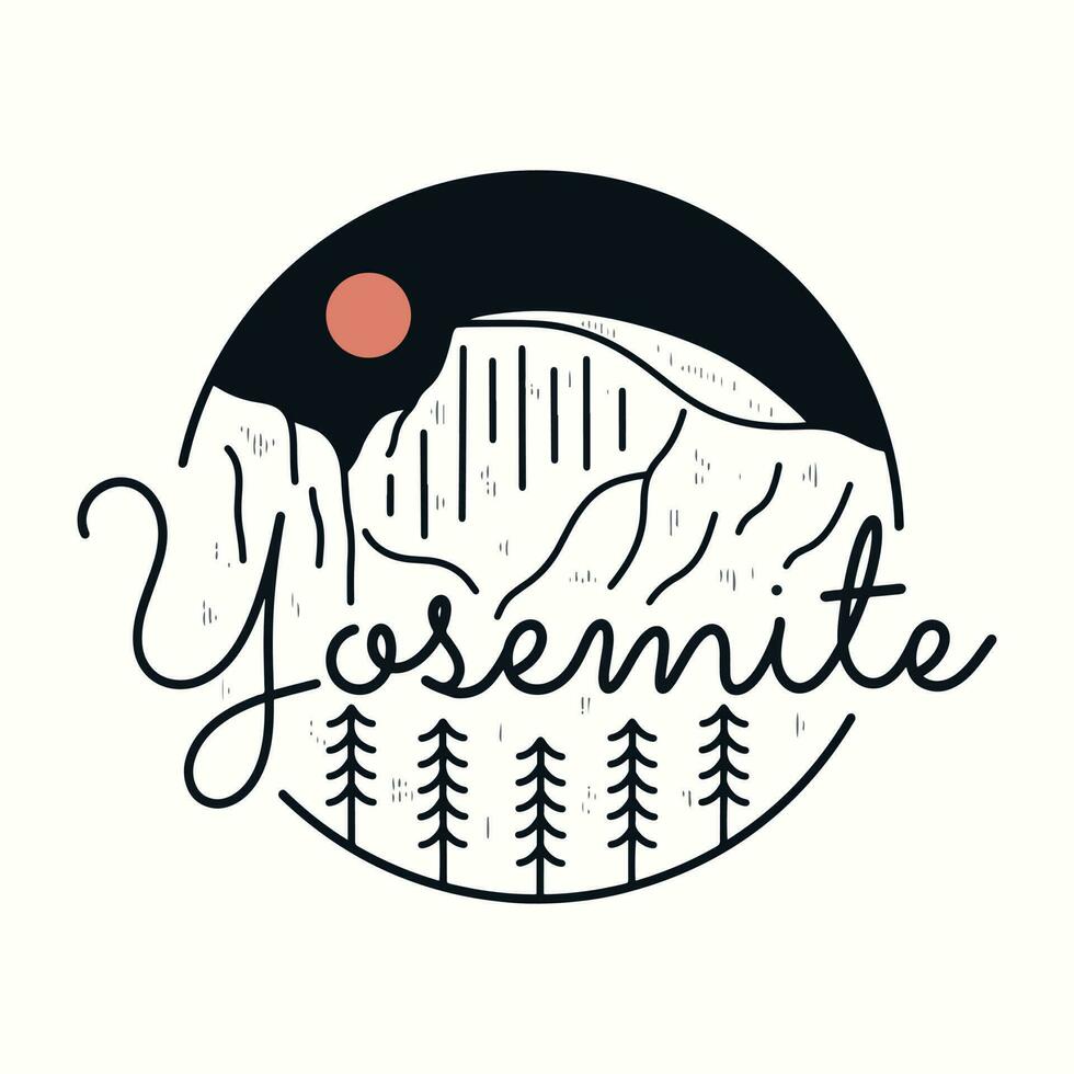 Monoline vector design of Yosemite National Park for Nature outdoor design