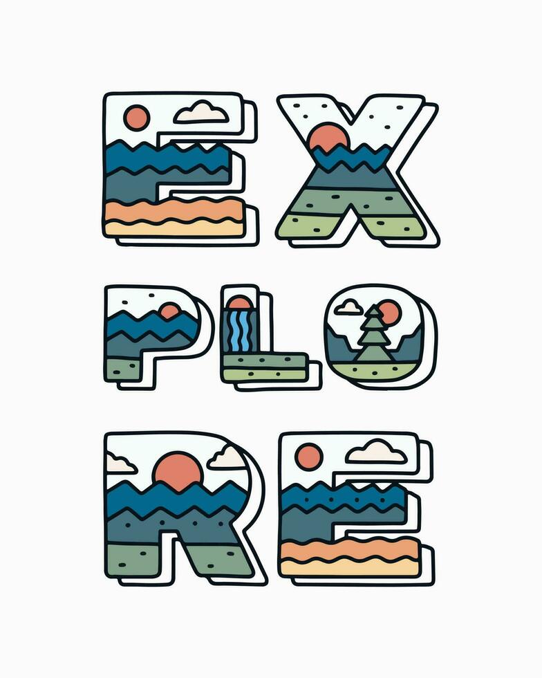 Explore letter vector with nature outdoor design inside