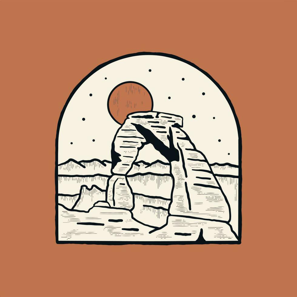 Arches National Park Vintage graphic illustration vector for t-shirt, badge, patch design