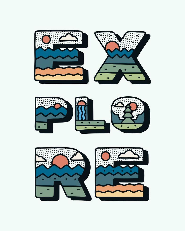 Explore letter vector with nature outdoor design inside