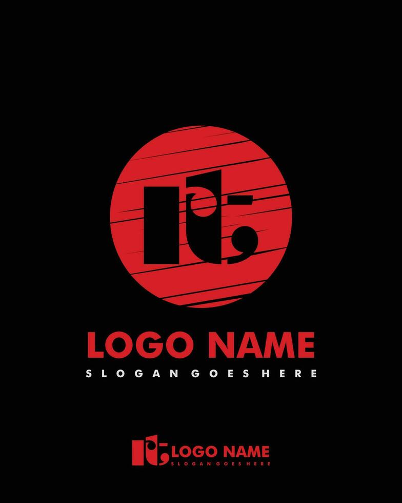 Initial RT negative space logo with circle template vector