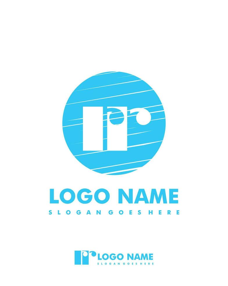 Initial RR negative space logo with circle template vector