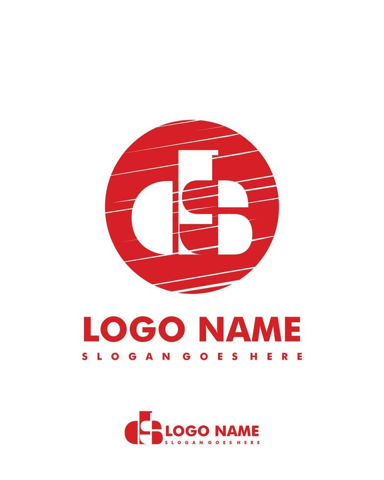 Initial DS negative space logo with circle template vector