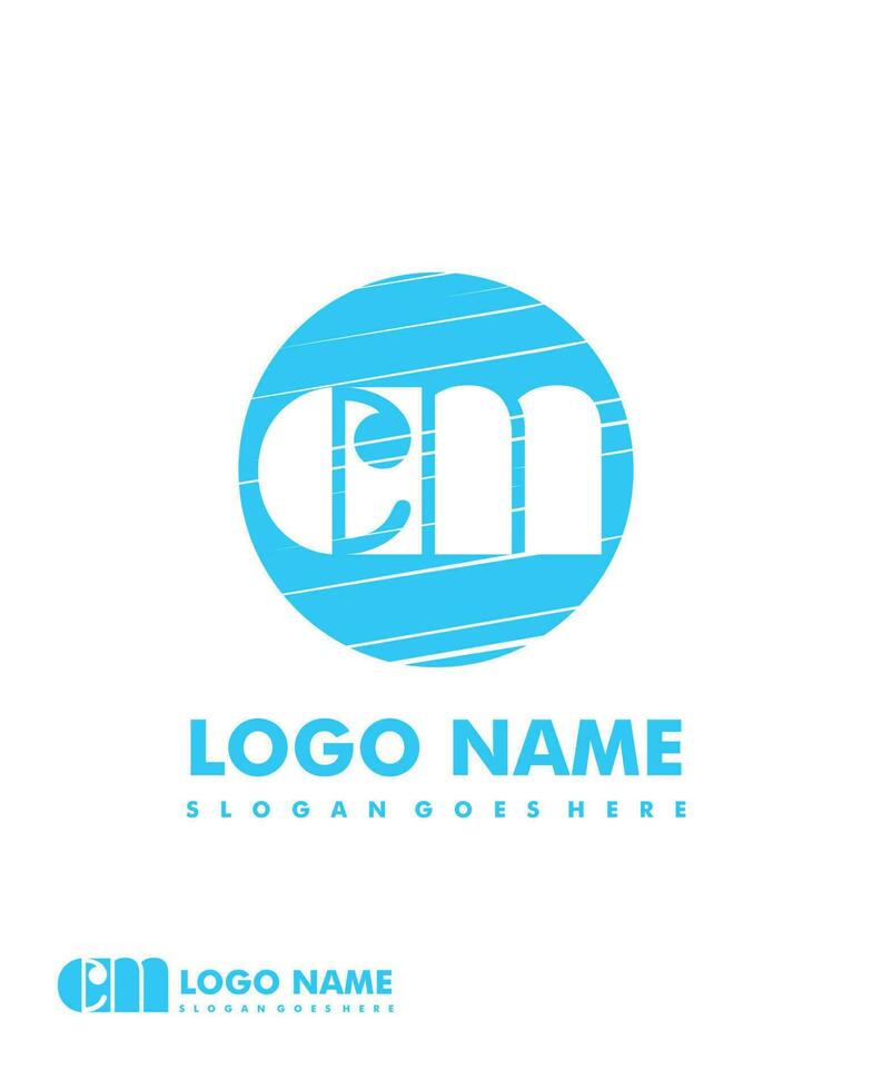 Initial CM negative space logo with circle template vector
