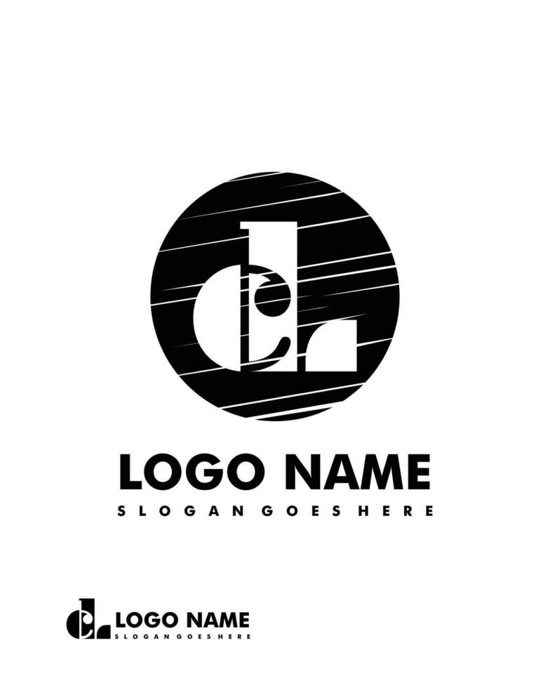 Initial CL negative space logo with circle template vector