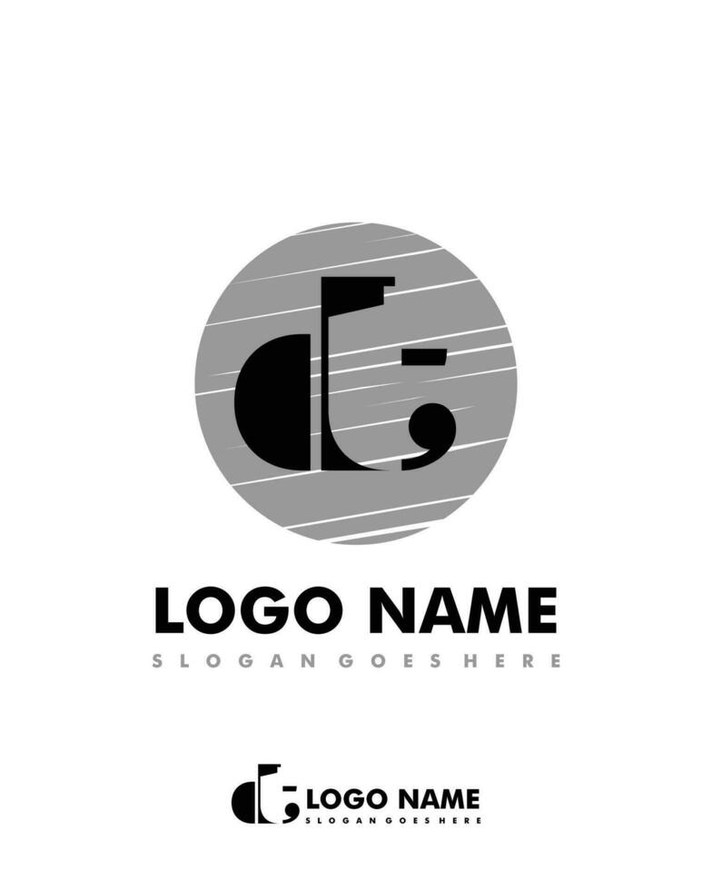 Initial DT negative space logo with circle template vector