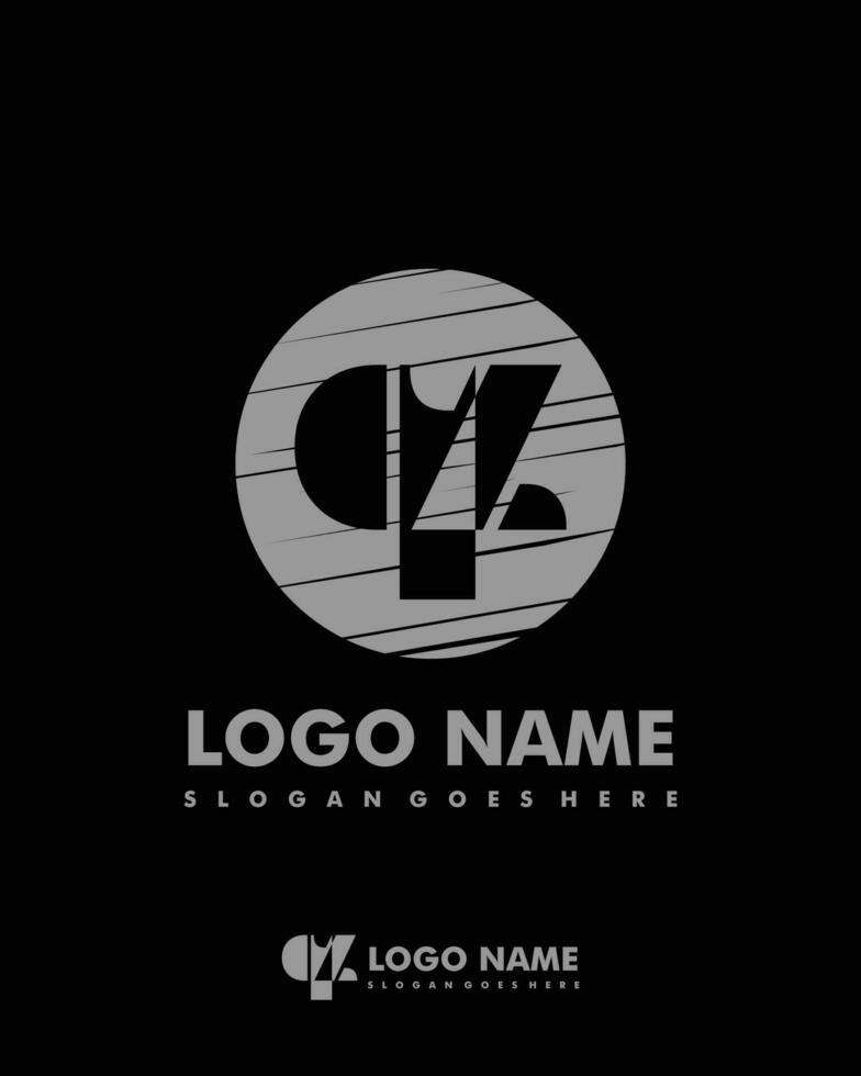 Initial QZ negative space logo with circle template vector