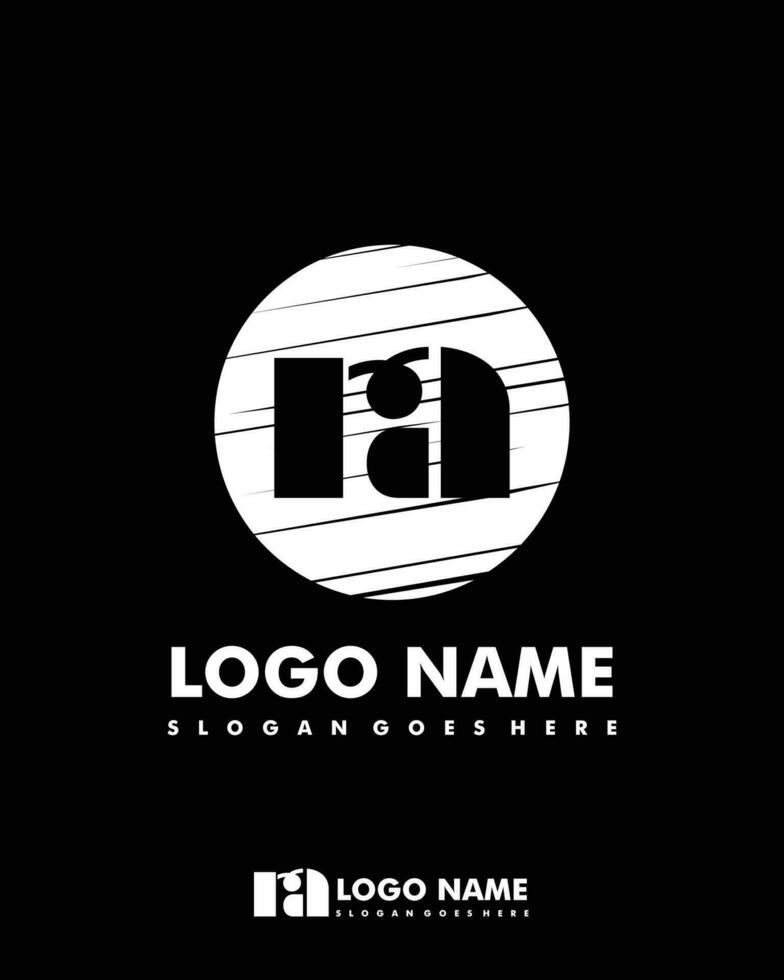 Initial RA negative space logo with circle template vector